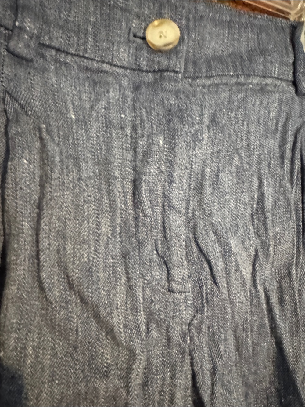 LOFT High Waisted Trouser Style Denim Blue Chambray Linen Blend Shorts - Picture 2 of 7